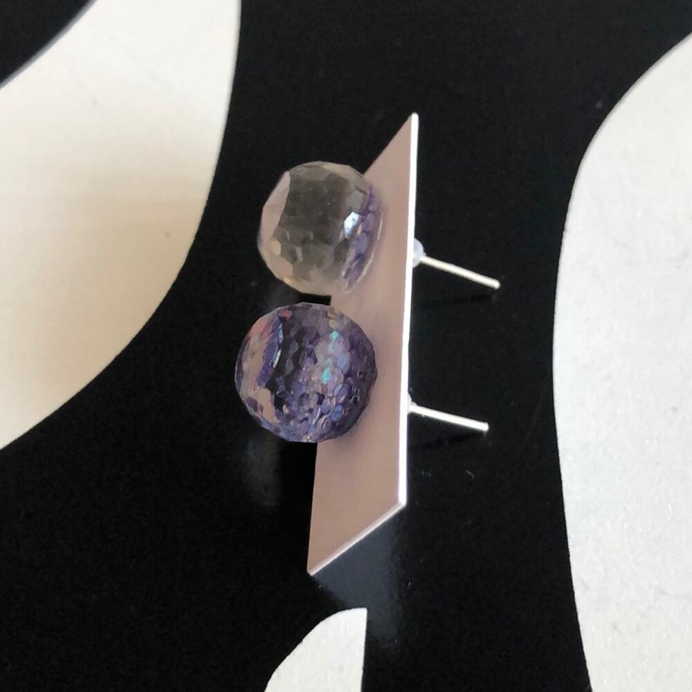 4 for $20 Round Purple Glitter Stud Earrings - Picture 2 of 3
